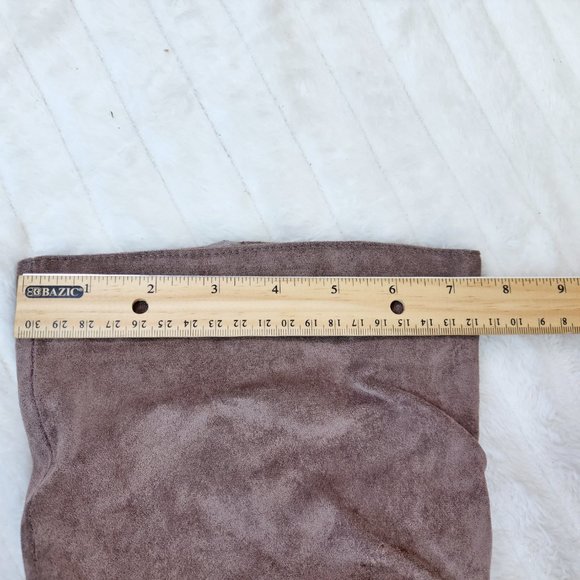 Autumn Pointy Toe Low Kitten Heel Slouchy Knee High Boots Taupe Faux Suede - Picture 9 of 10